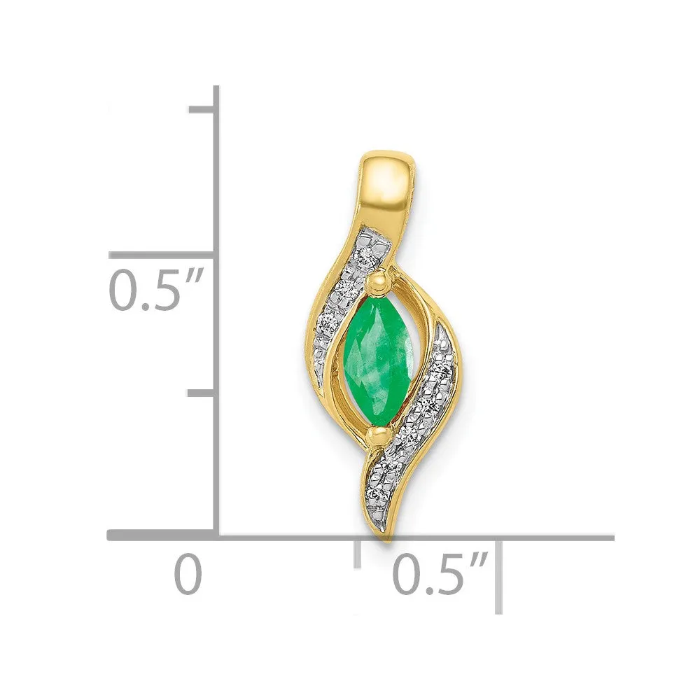 10k Diamond and Marquise Emerald Pendant