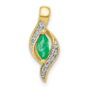 10k Diamond and Marquise Emerald Pendant