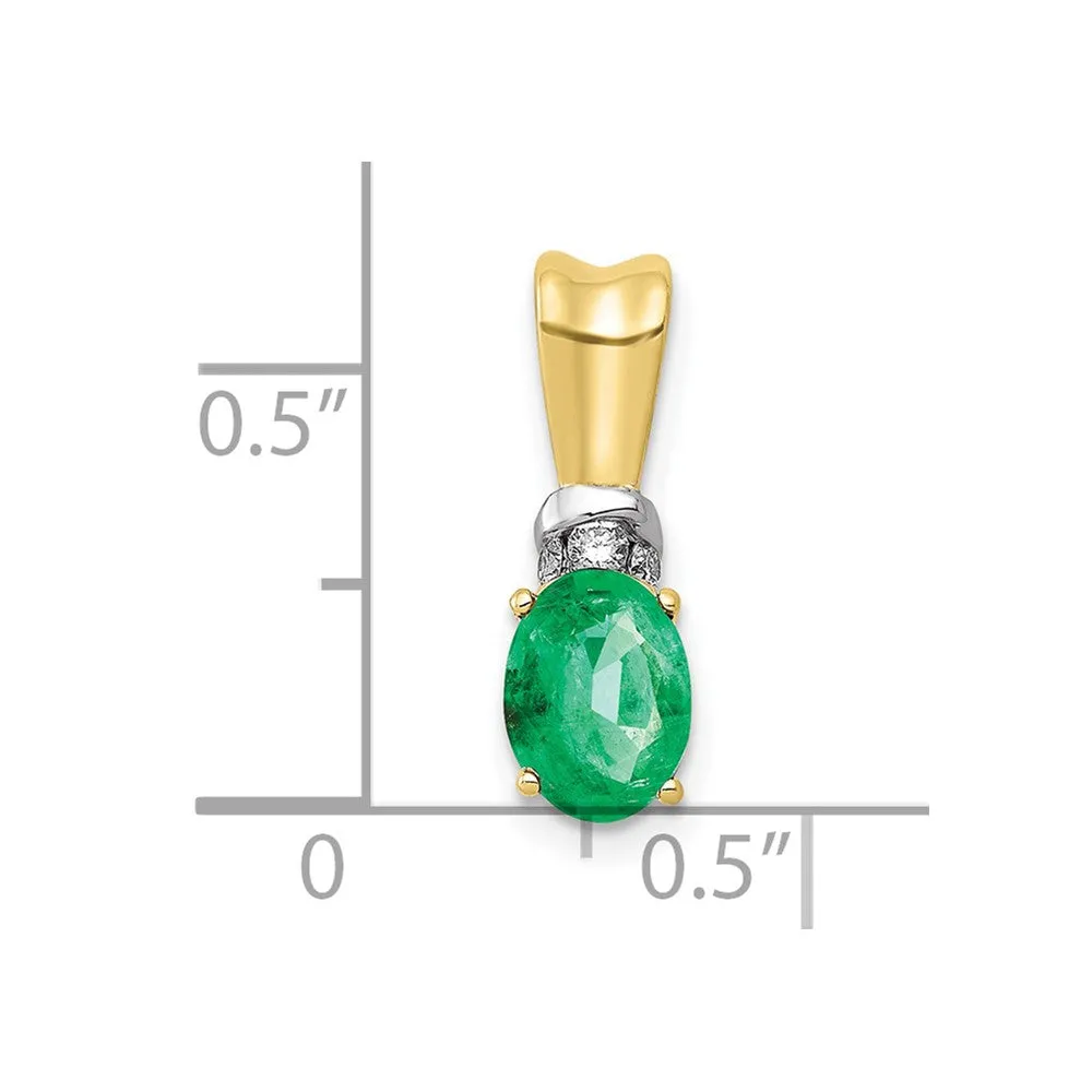 10k w/Rhodium Diamond and Oval Emerald Pendant