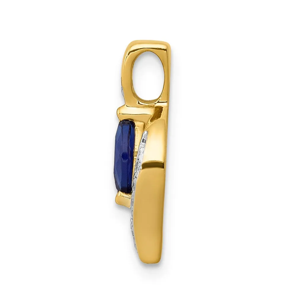 14k Diamond and Marquise .29 Sapphire Pendant