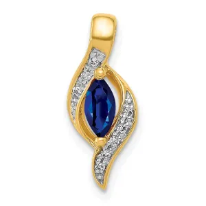 14k Diamond and Marquise .29 Sapphire Pendant