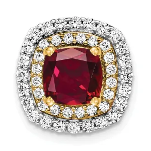 14k Two-Tone Lab Grown Diamond & Created Ruby Pendant