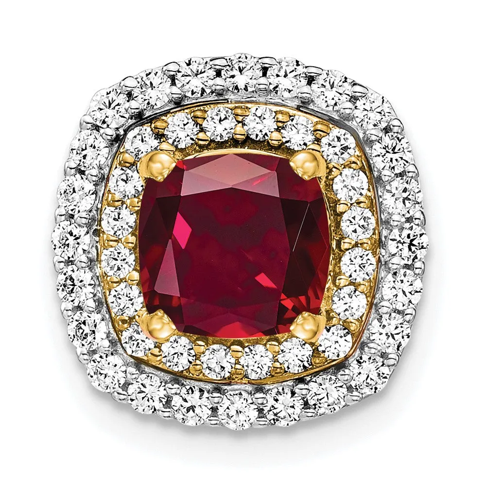14k Two-Tone Lab Grown Diamond & Created Ruby Pendant