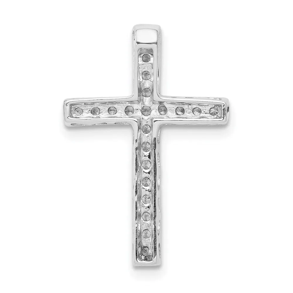 14k White Gold Diamond Cross Slide Pendant