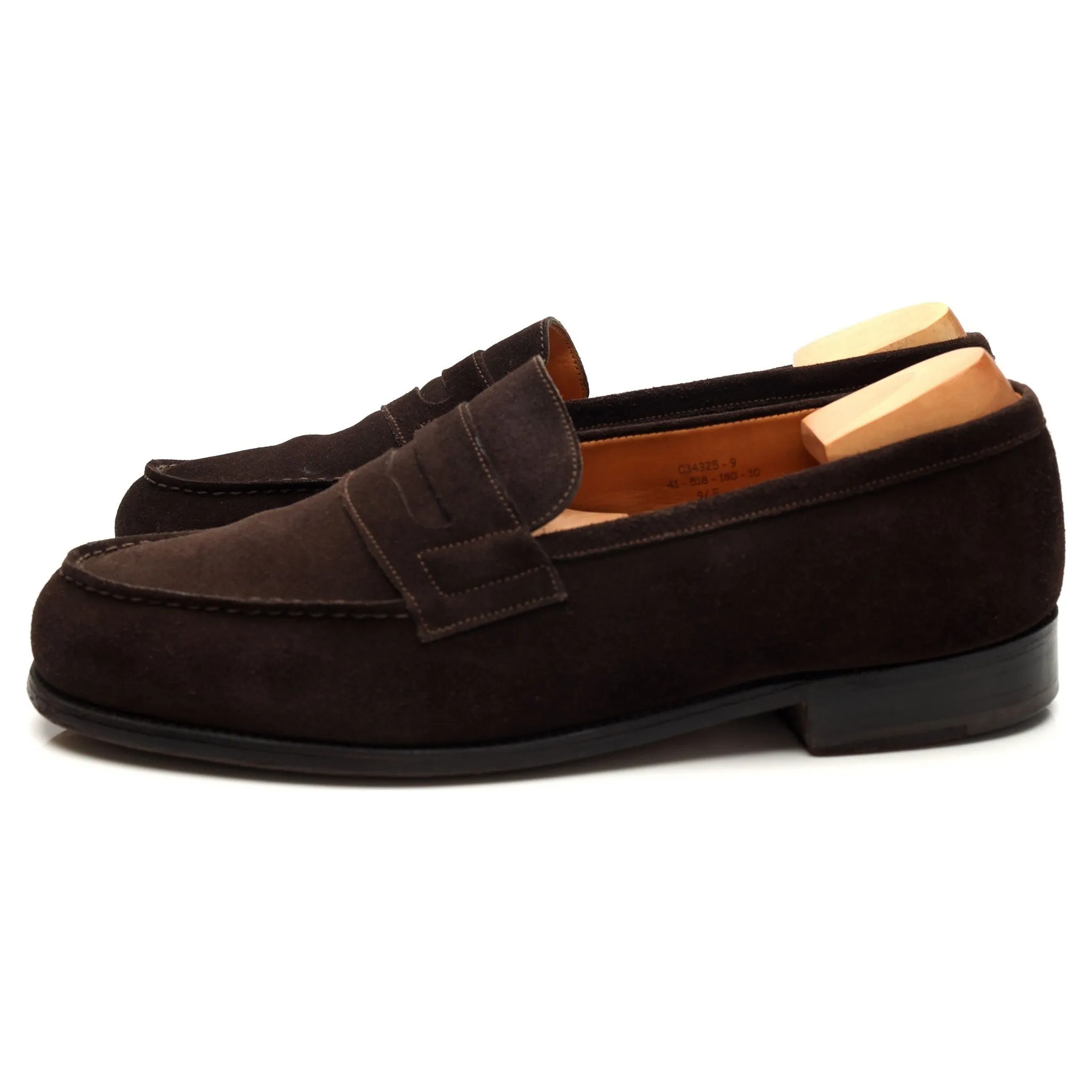 '180 Mocassin' Dark Brown Suede Loafers 9.5 E UK 10.5