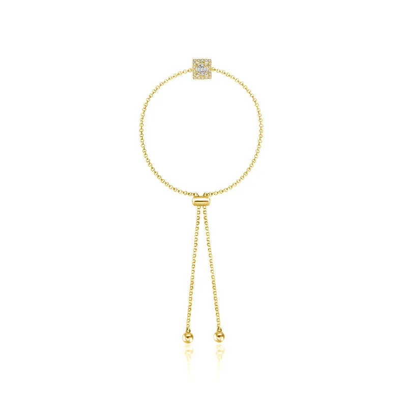18k Gold Square-Shaped Adjustable Diamond Bracelet
