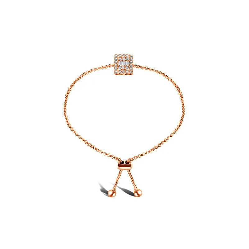 18k Gold Square-Shaped Adjustable Diamond Bracelet