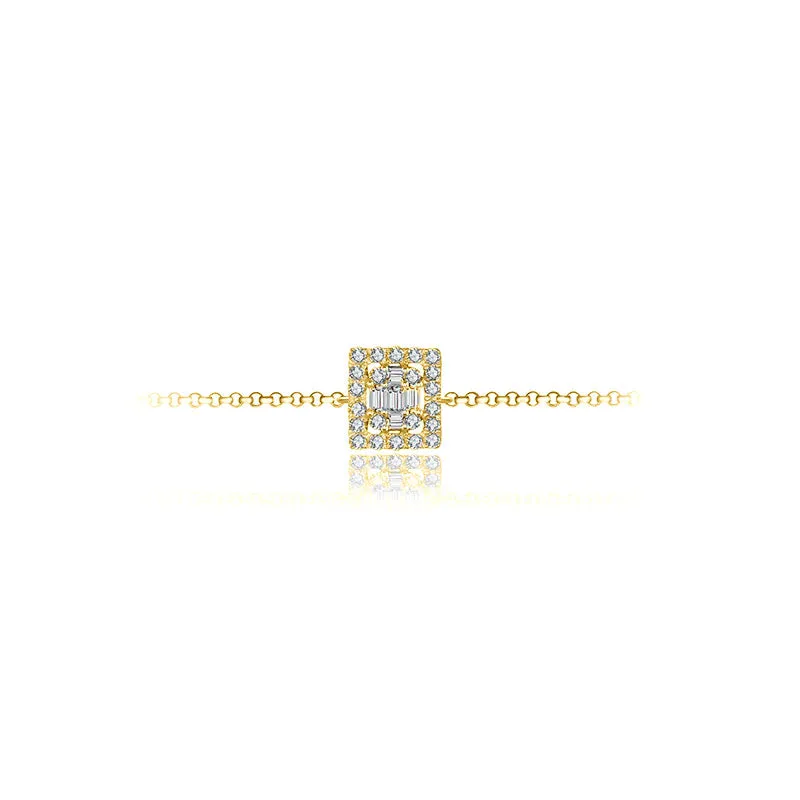18k Gold Square-Shaped Adjustable Diamond Bracelet
