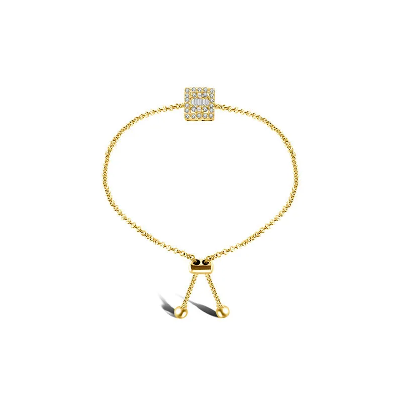 18k Gold Square-Shaped Adjustable Diamond Bracelet