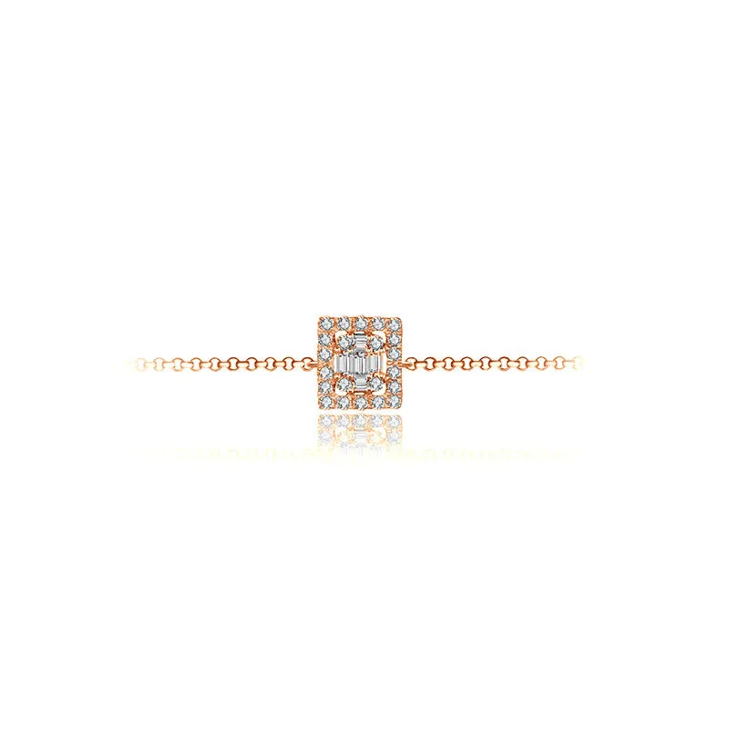 18k Gold Square-Shaped Adjustable Diamond Bracelet