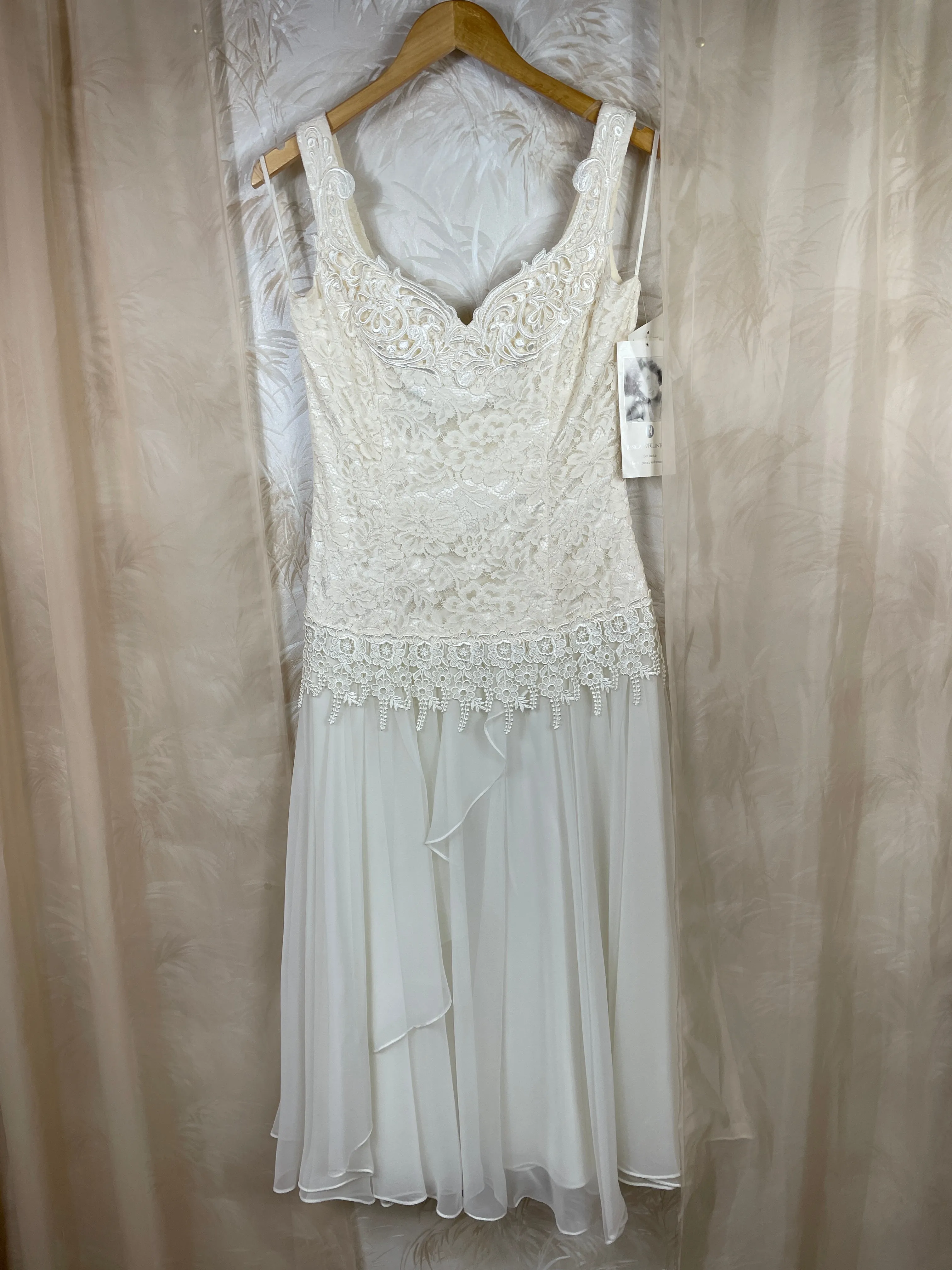 1980's Jessica McClintock Lace Top Formal Dress