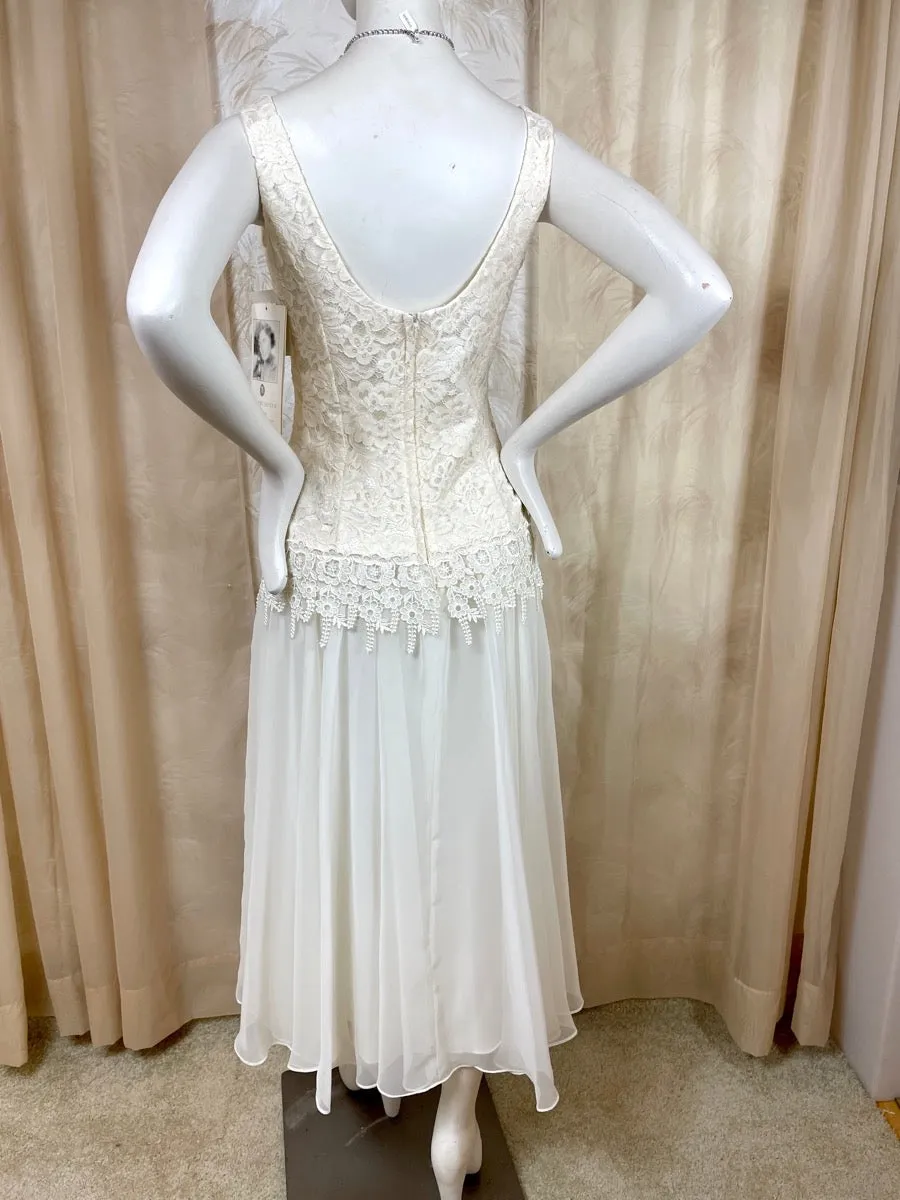 1980's Jessica McClintock Lace Top Formal Dress