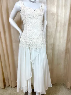 1980's Jessica McClintock Lace Top Formal Dress