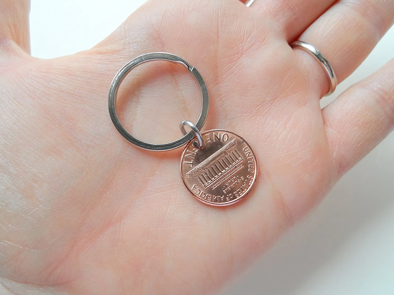 2000 Penny Keychains with Engraved Heart Around Year; 25 Year Anniversary Gift, Couples Keychain