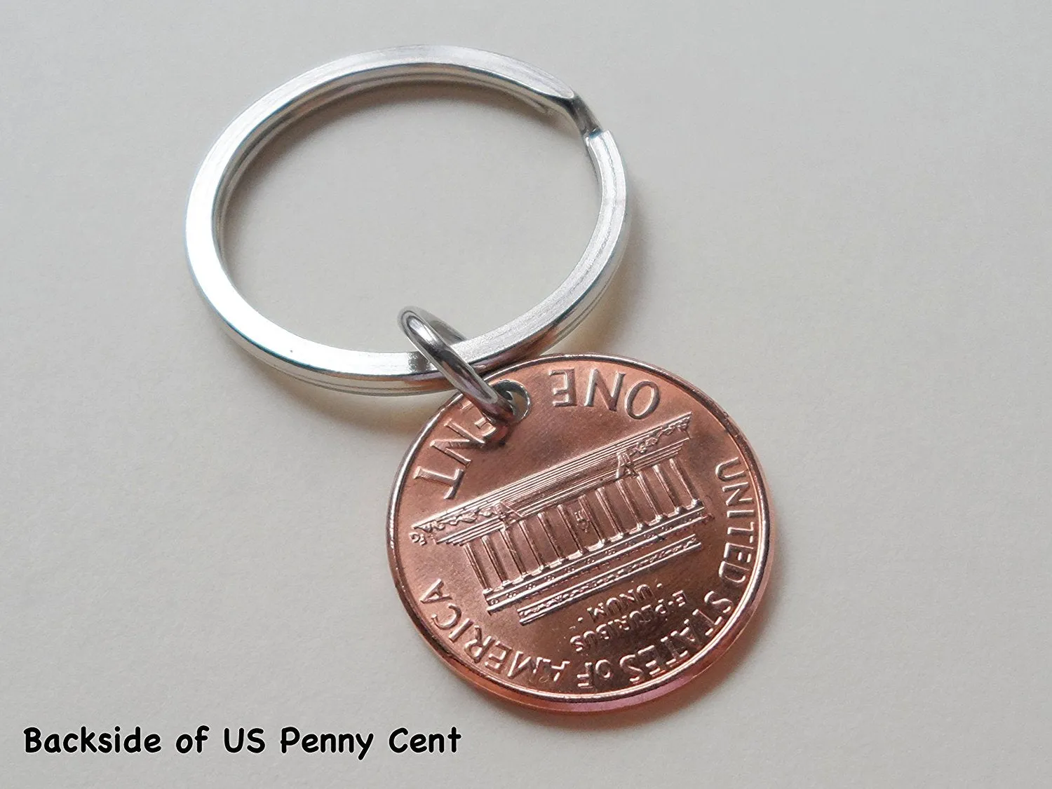 2001 Penny Keychain with Engraved Heart Around Year; 24 Year Anniversary Gift, Couples Keychain