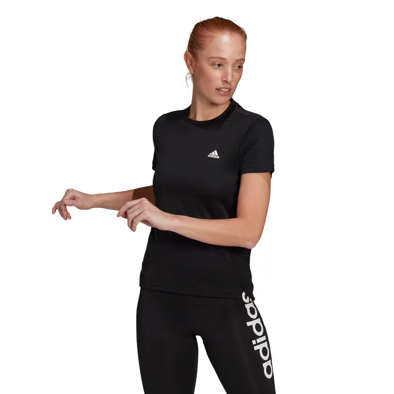 Adidas Womens Aeroready Designed 2 Move 3-Stripe Tee