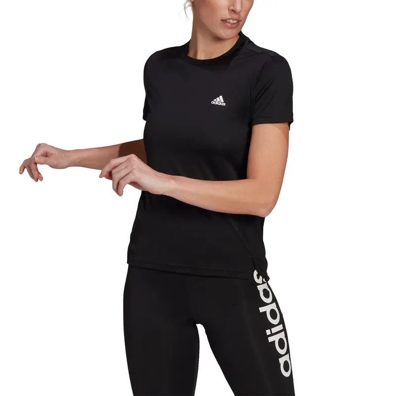 Adidas Womens Aeroready Designed 2 Move 3-Stripe Tee