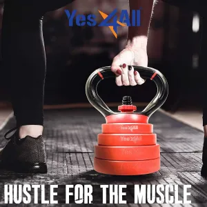 Adjustable Kettlebell Handle, Red Color, Pair