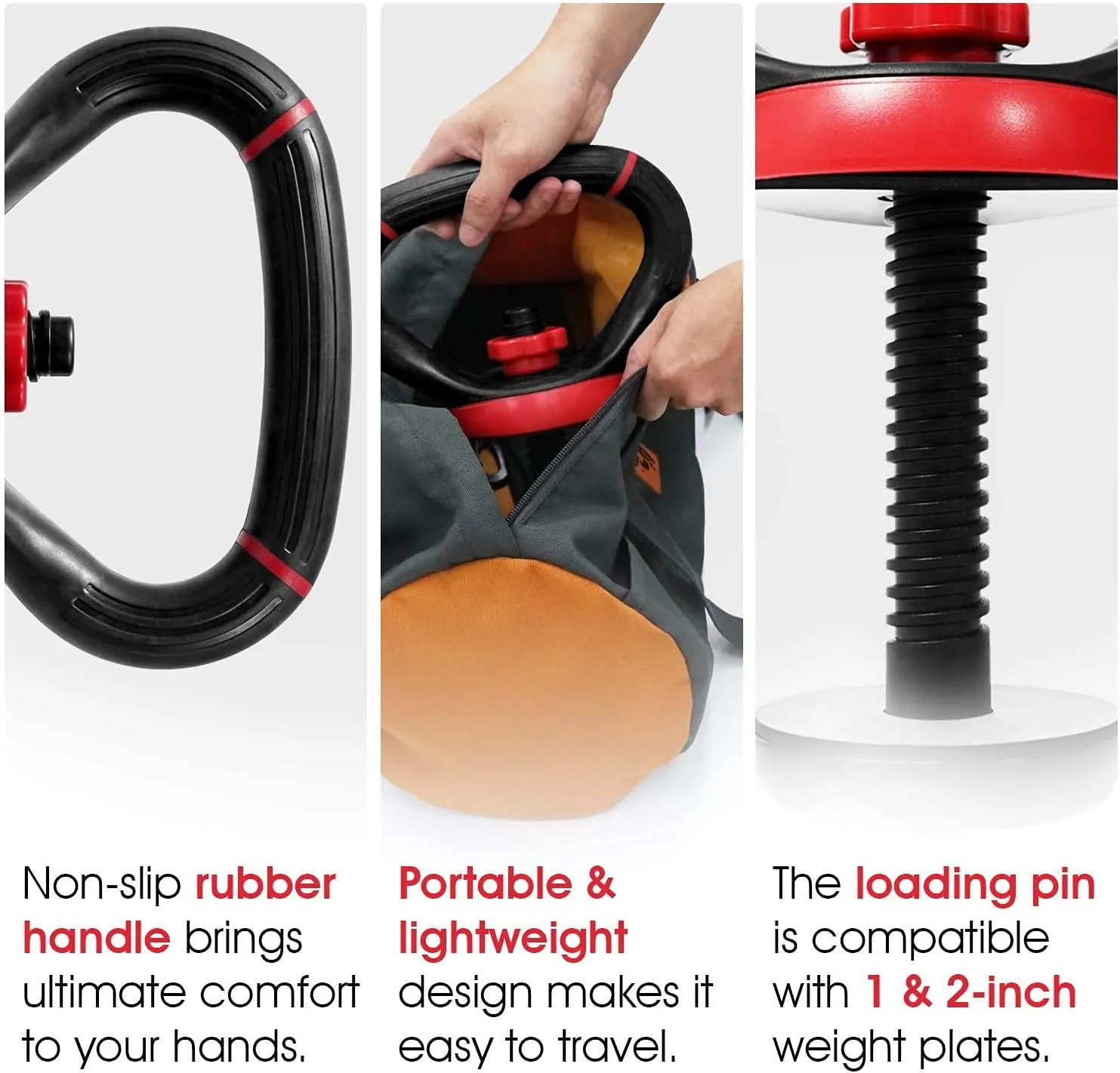Adjustable Kettlebell Handle, Red Color, Pair