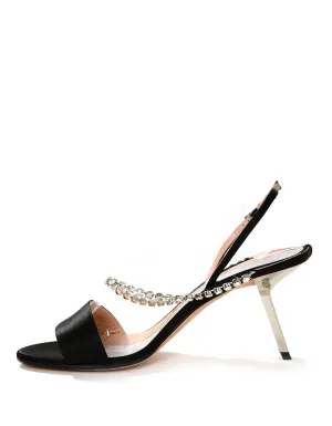 Alchimia di Ballin Black Satin Pethia 80 Sandals sz 38.5
