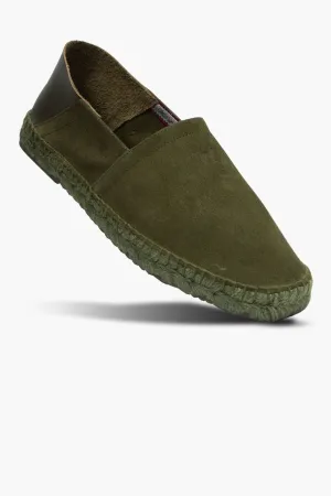Alpargata Serraje y Piel Kaki