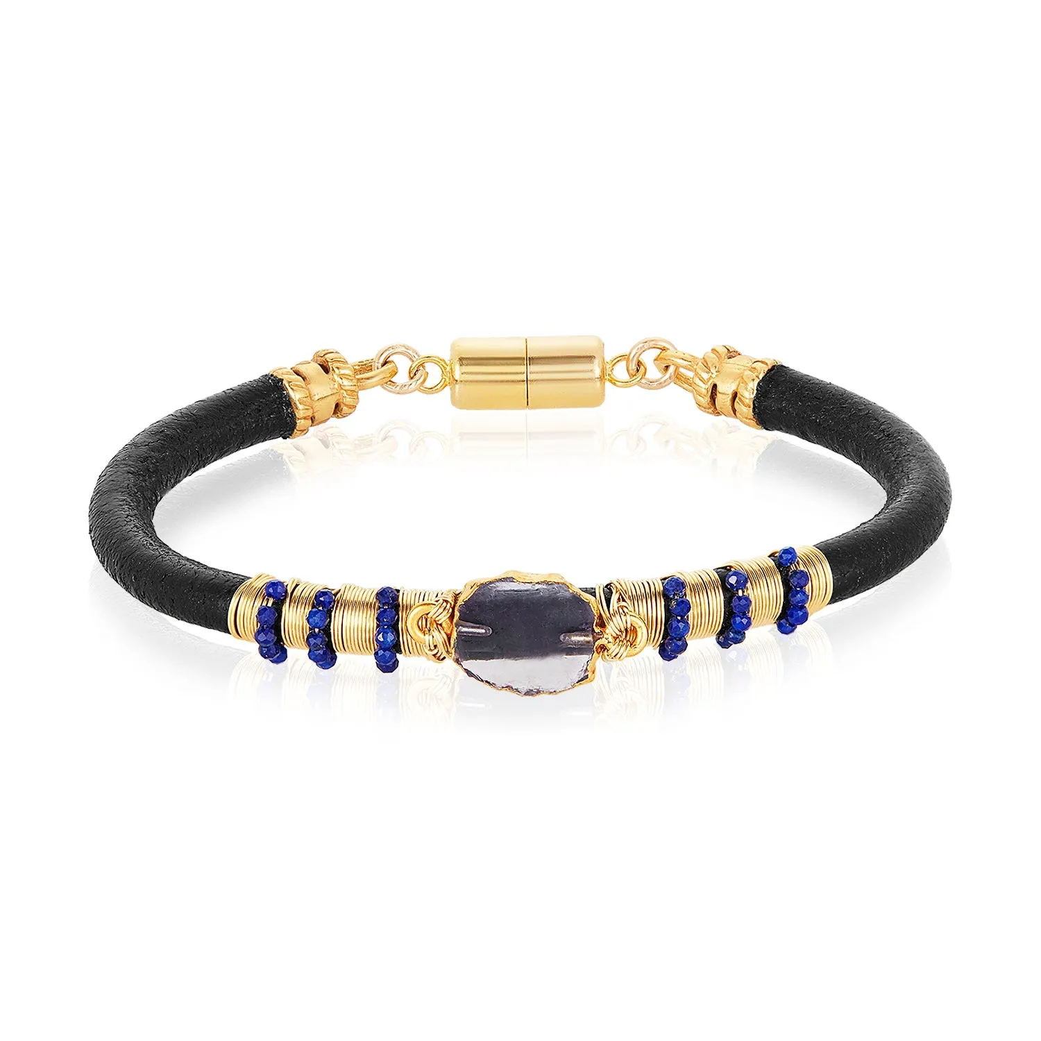 Amethyst Single Leather Bracelet