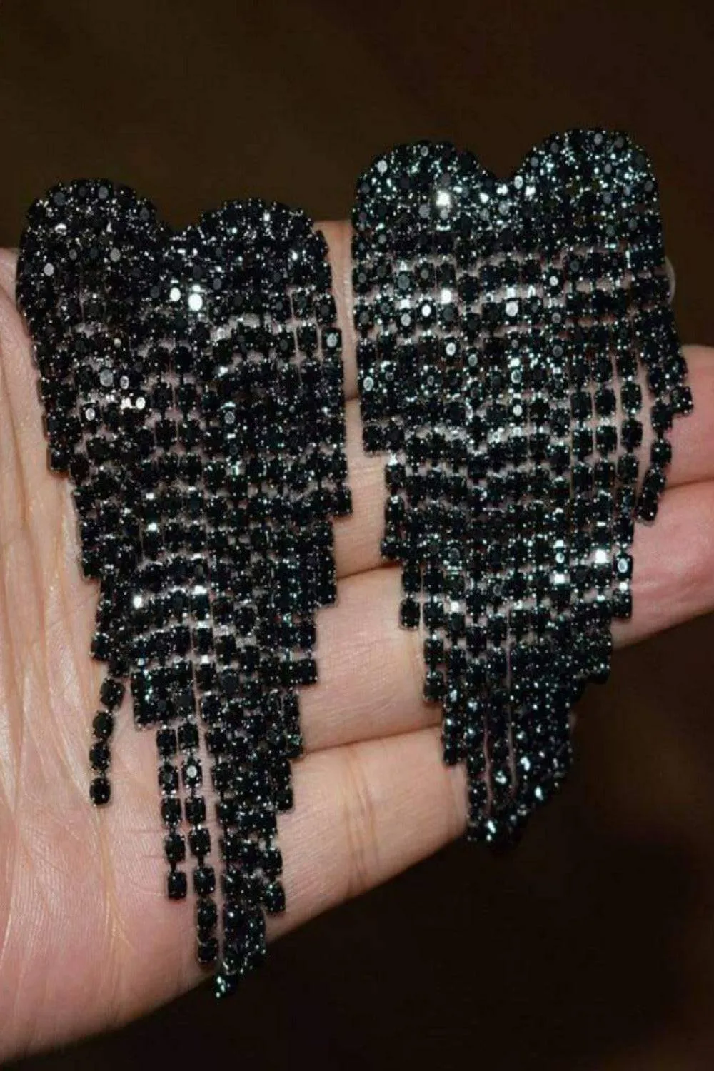 Angel Heart Rhinestone Drop Earrings