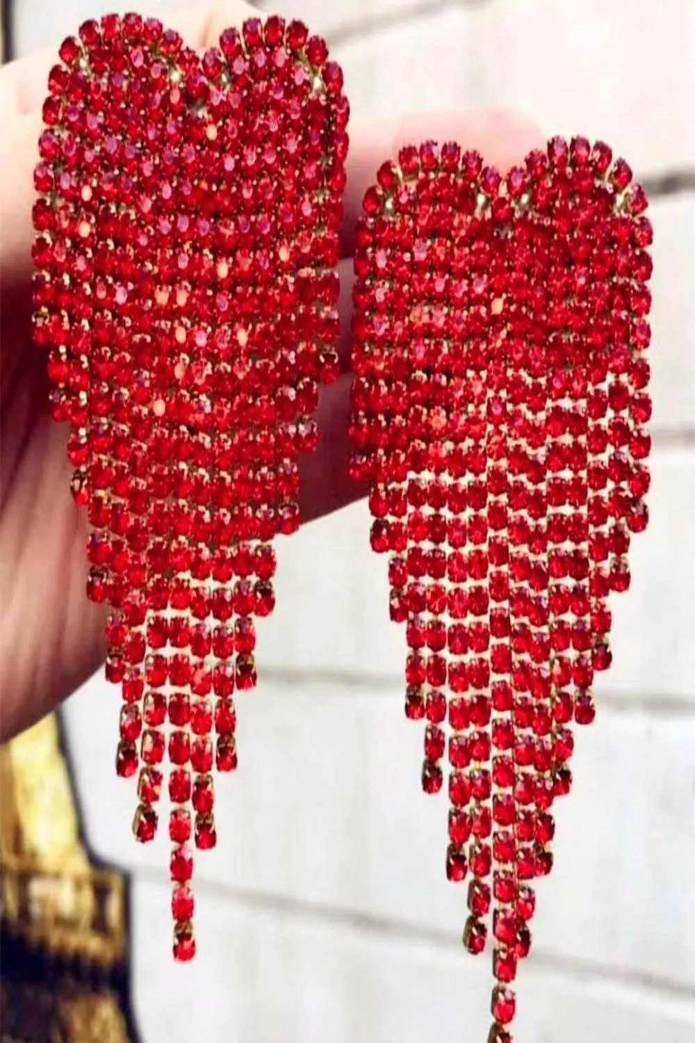 Angel Heart Rhinestone Drop Earrings