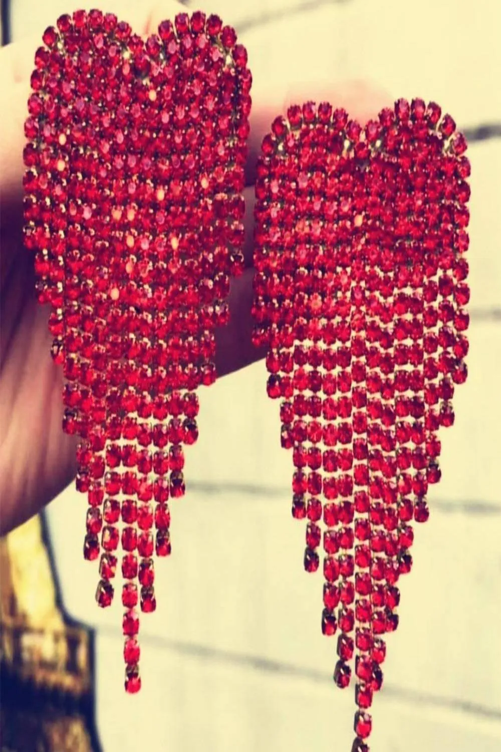 Angel Heart Rhinestone Drop Earrings
