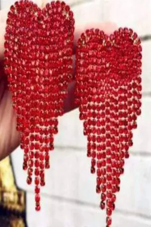 Angel Heart Rhinestone Drop Earrings