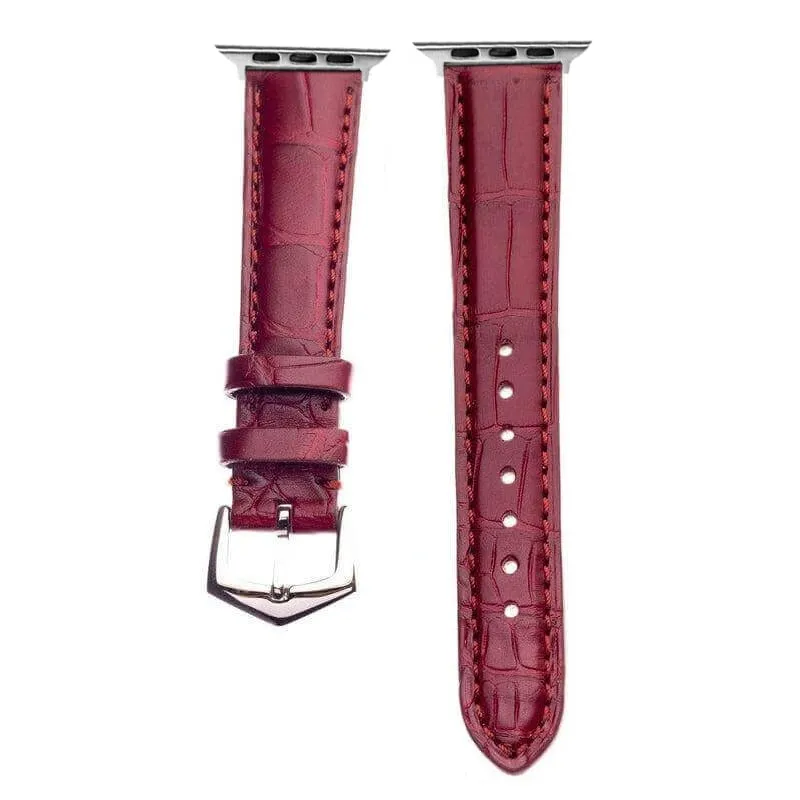 Apple Watch Leather Band ™ Burgundy Millennium  Alligator Minimal Stitches