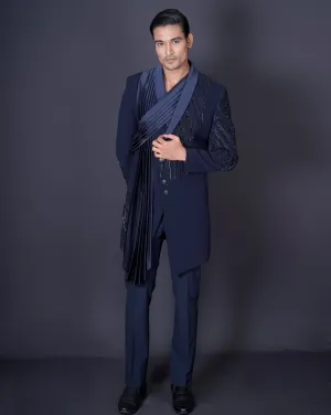 Asymmetrical Blue Bandhgala