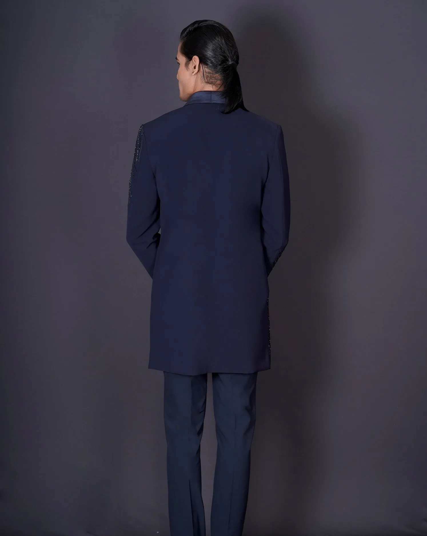Asymmetrical Blue Bandhgala