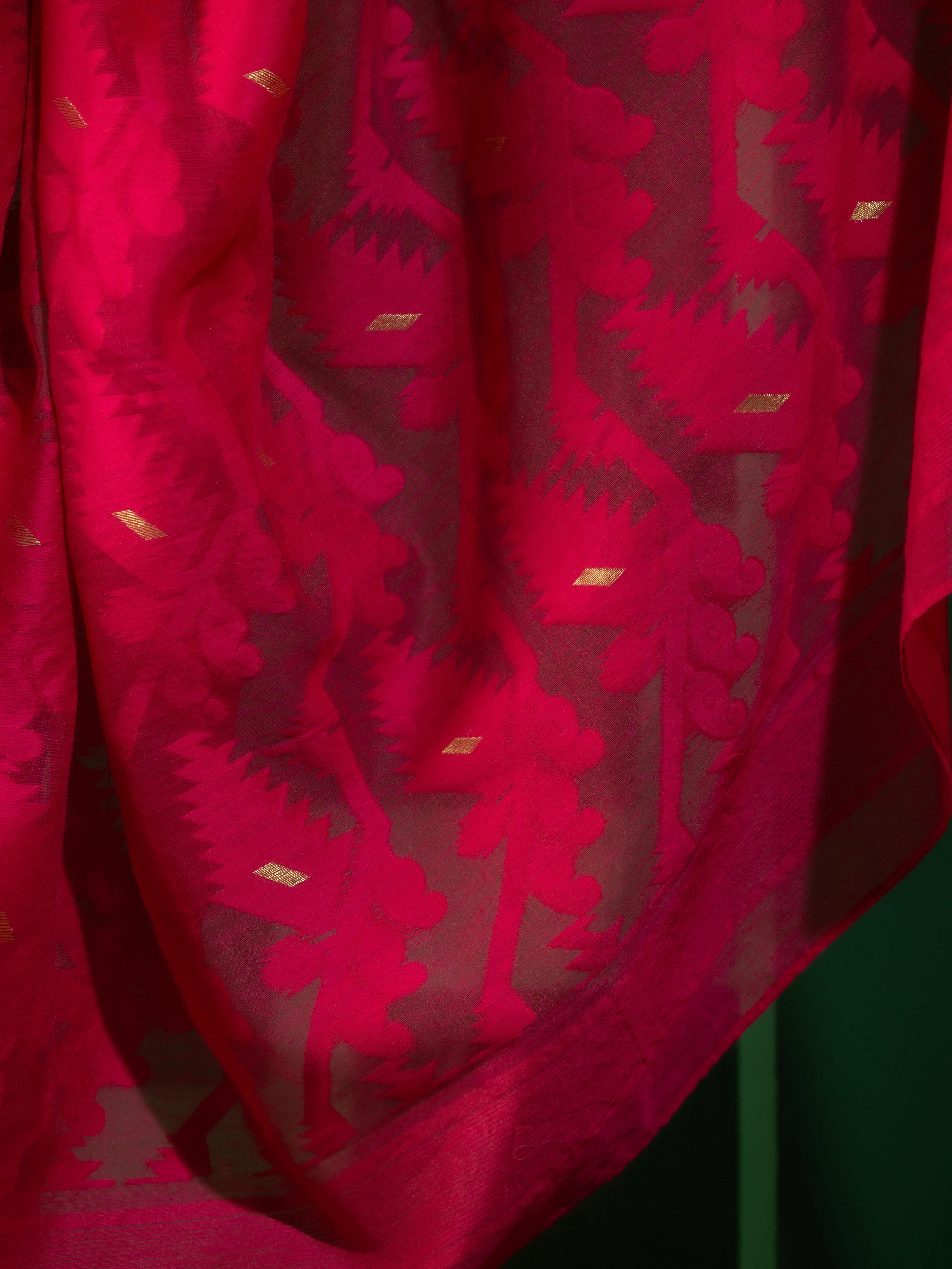 Authentic Aishwarya Pink Jamdani Cotton Saree