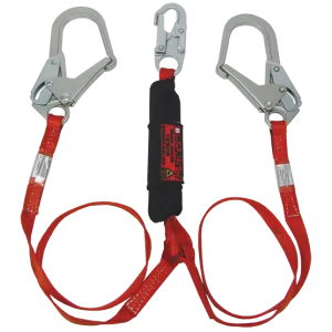 Bashlin - Twin leg climbing lanyard with steel rope snap, two large steel ladder snaphooks and B-LAN shock absorber