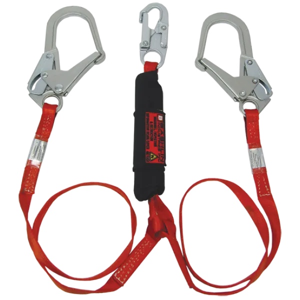 Bashlin - Twin leg climbing lanyard with steel rope snap, two large steel ladder snaphooks and B-LAN shock absorber