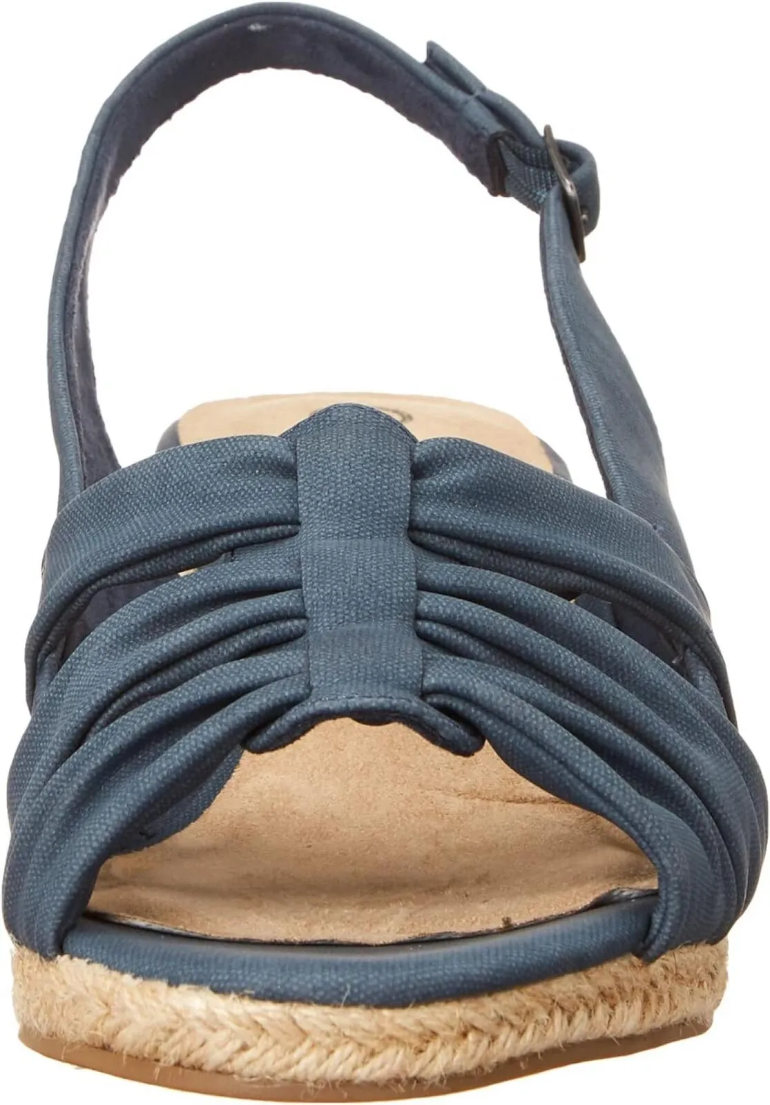 Bella Vita Women's Cheerful Wedge Sandal CHRFL Navy Linen Print Blue 8.5M