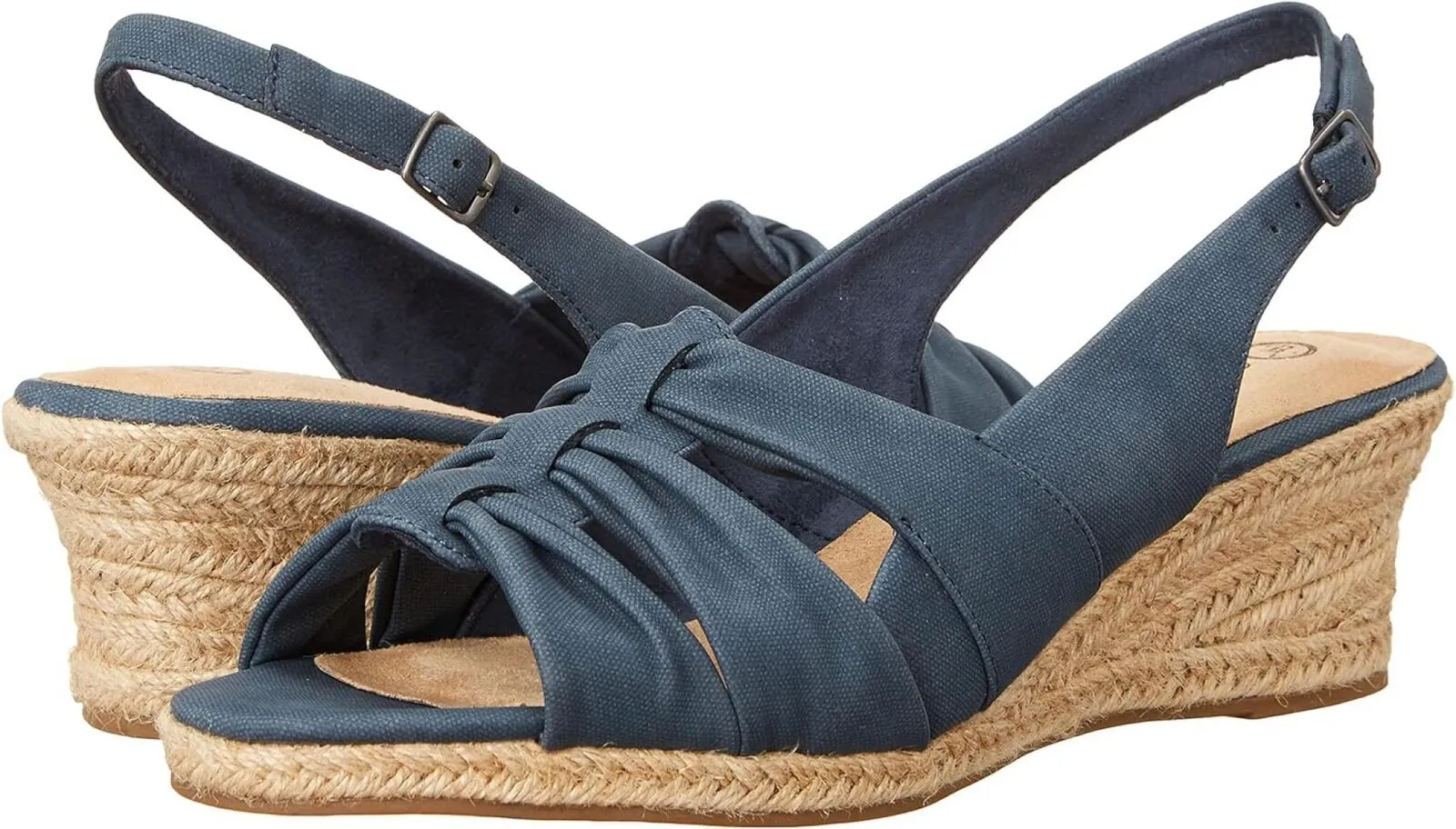 Bella Vita Women's Cheerful Wedge Sandal CHRFL Navy Linen Print Blue 8.5M
