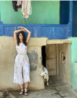 Block Printed White Jumpsuit