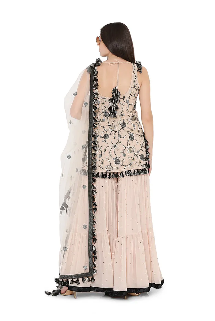 BLUSH KURTA SHARARA SET