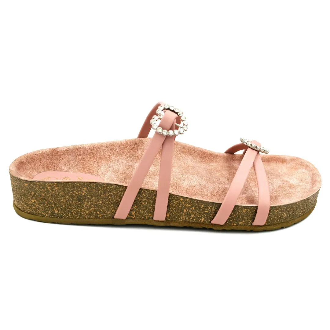 Blushing Strapped Embellished Slider