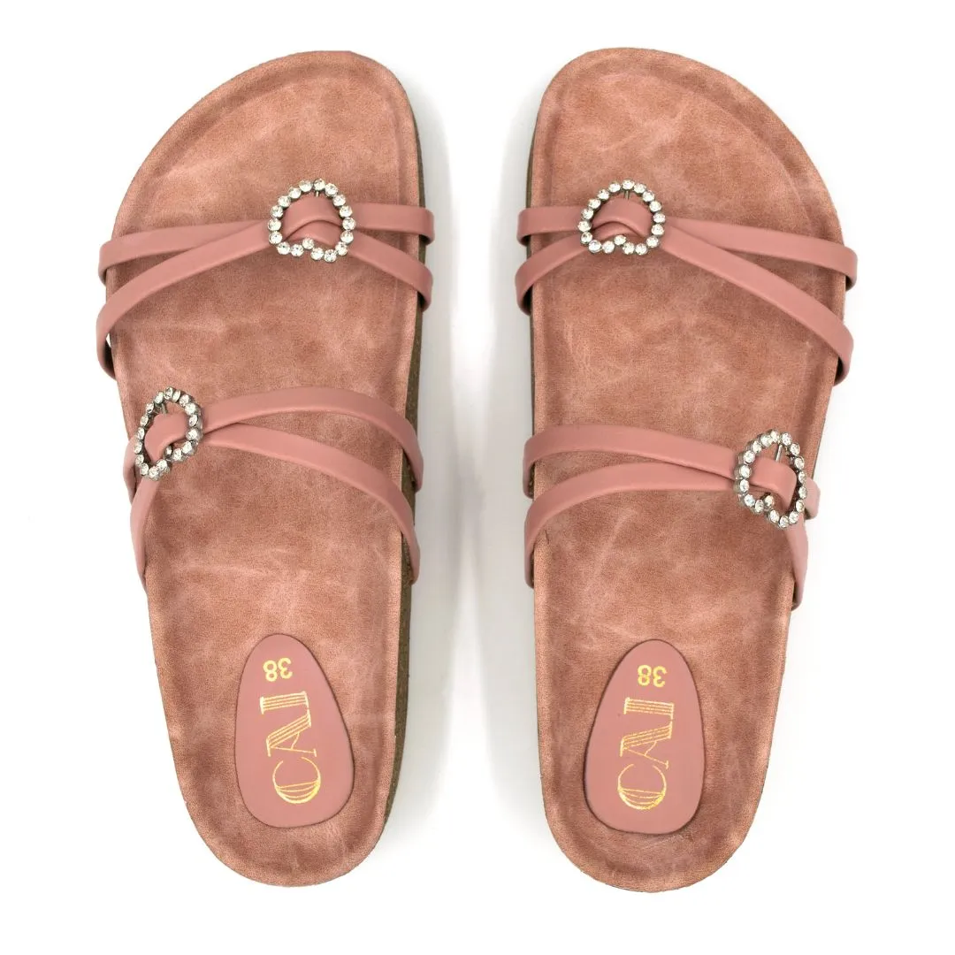 Blushing Strapped Embellished Slider