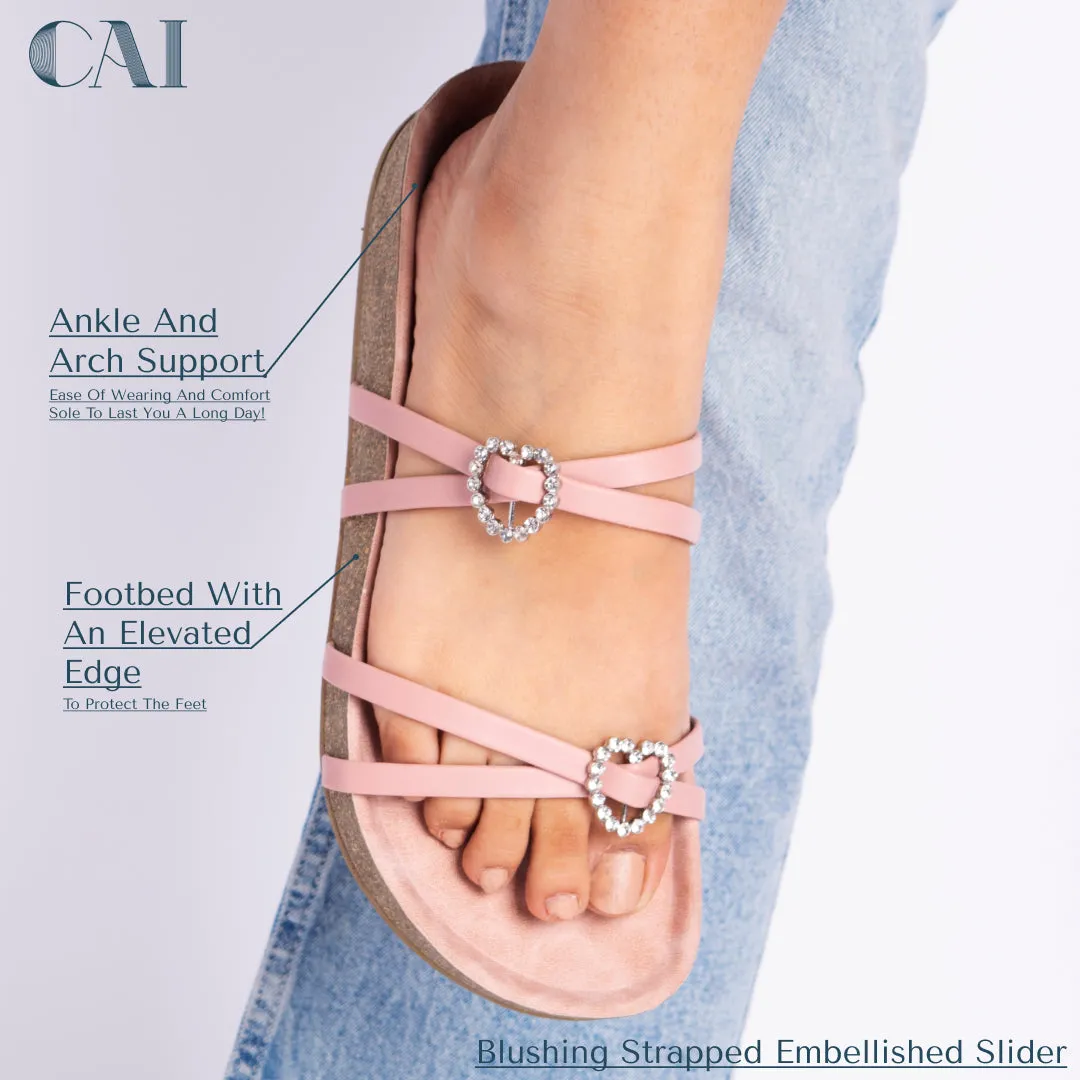 Blushing Strapped Embellished Slider