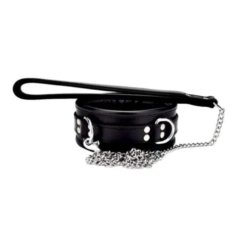 BOUND Leather Collar with Padded Comfort & Padlockable Buckle - 3 D-Rings