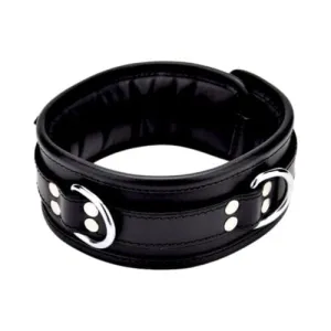 BOUND Leather Collar with Padded Comfort & Padlockable Buckle - 3 D-Rings