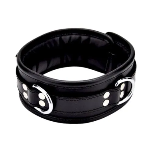 BOUND Leather Collar with Padded Comfort & Padlockable Buckle - 3 D-Rings