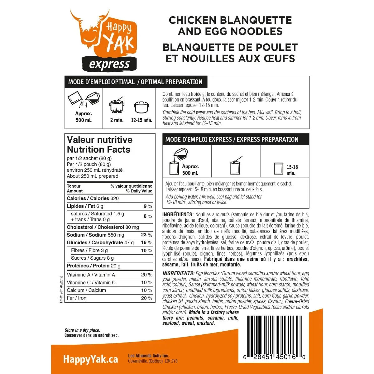 Chicken Blanquette and Egg Noodles