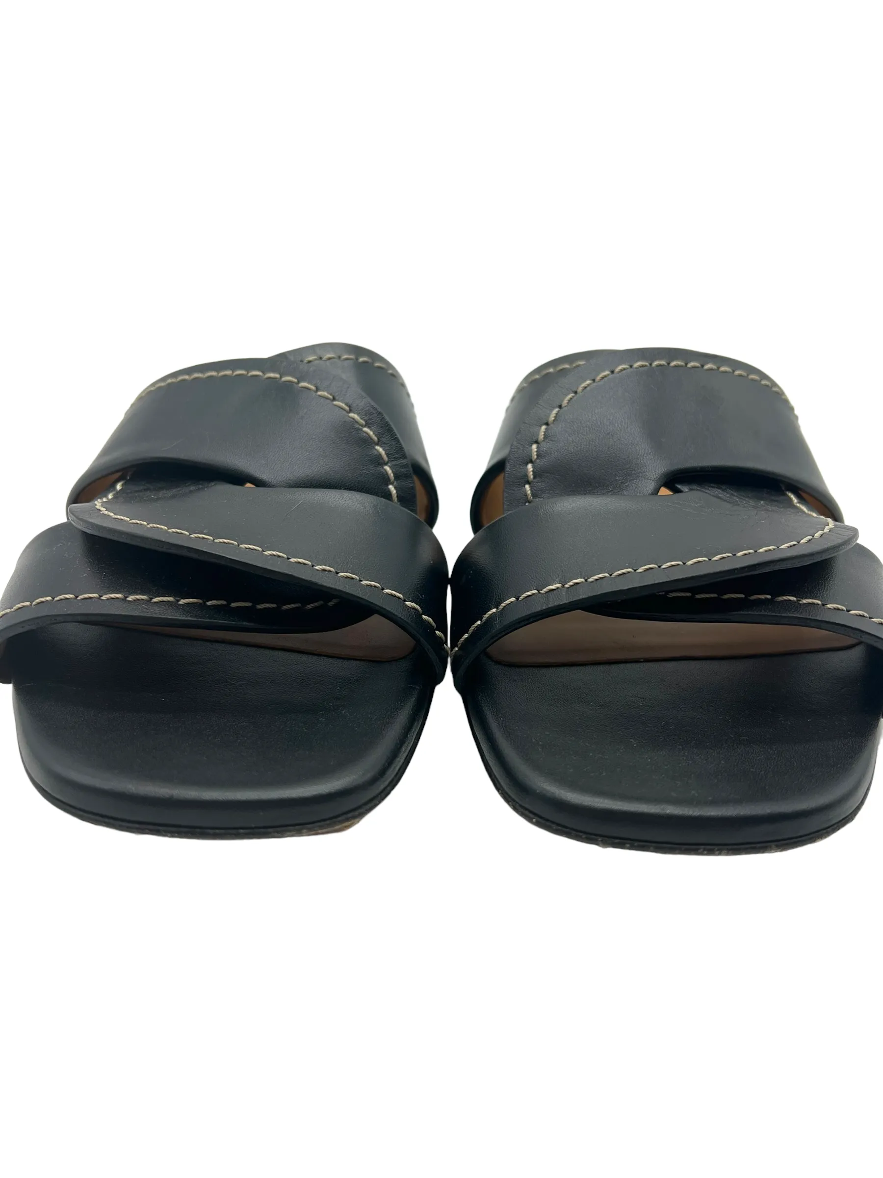 Chloe Black Leather Grecia Size 38 Slides