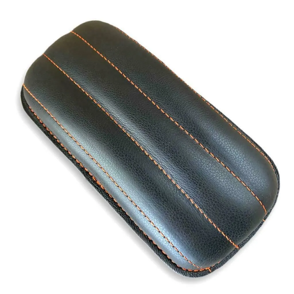 Chopper Harley Sportster Bobber 5x10 Tuck Roll Black Leather Orange Stitching P-Pad Seat