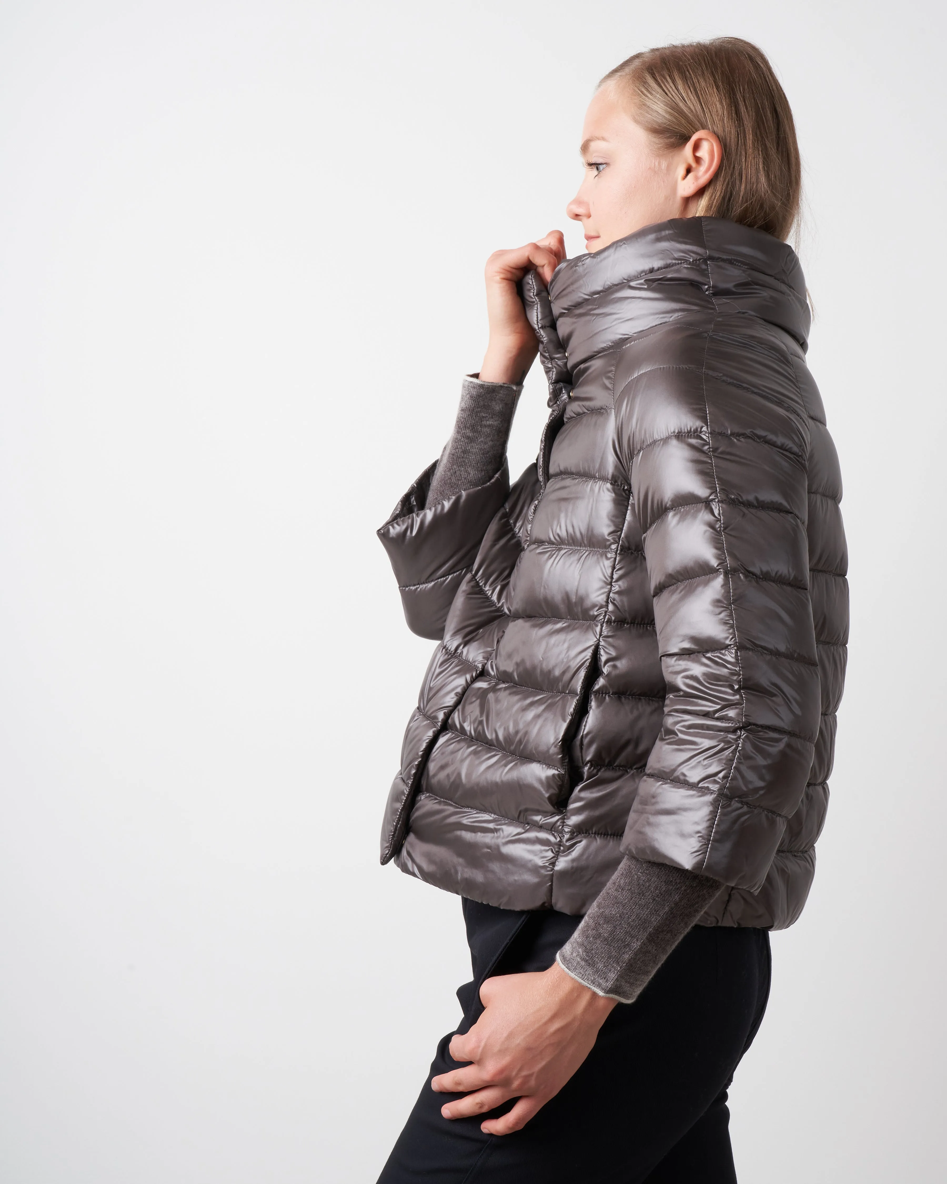 classic nylon 3/4 bolero - charcoal